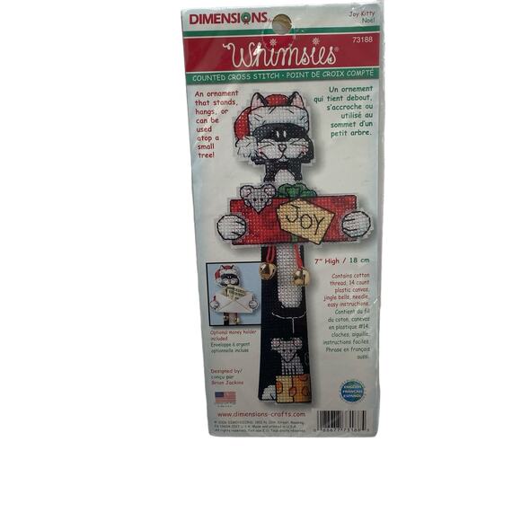 DIMENSIONS *New* Whimsies Joy Kitty Counted Cross Stitch Ornament 2006 - Picture 1 of 4